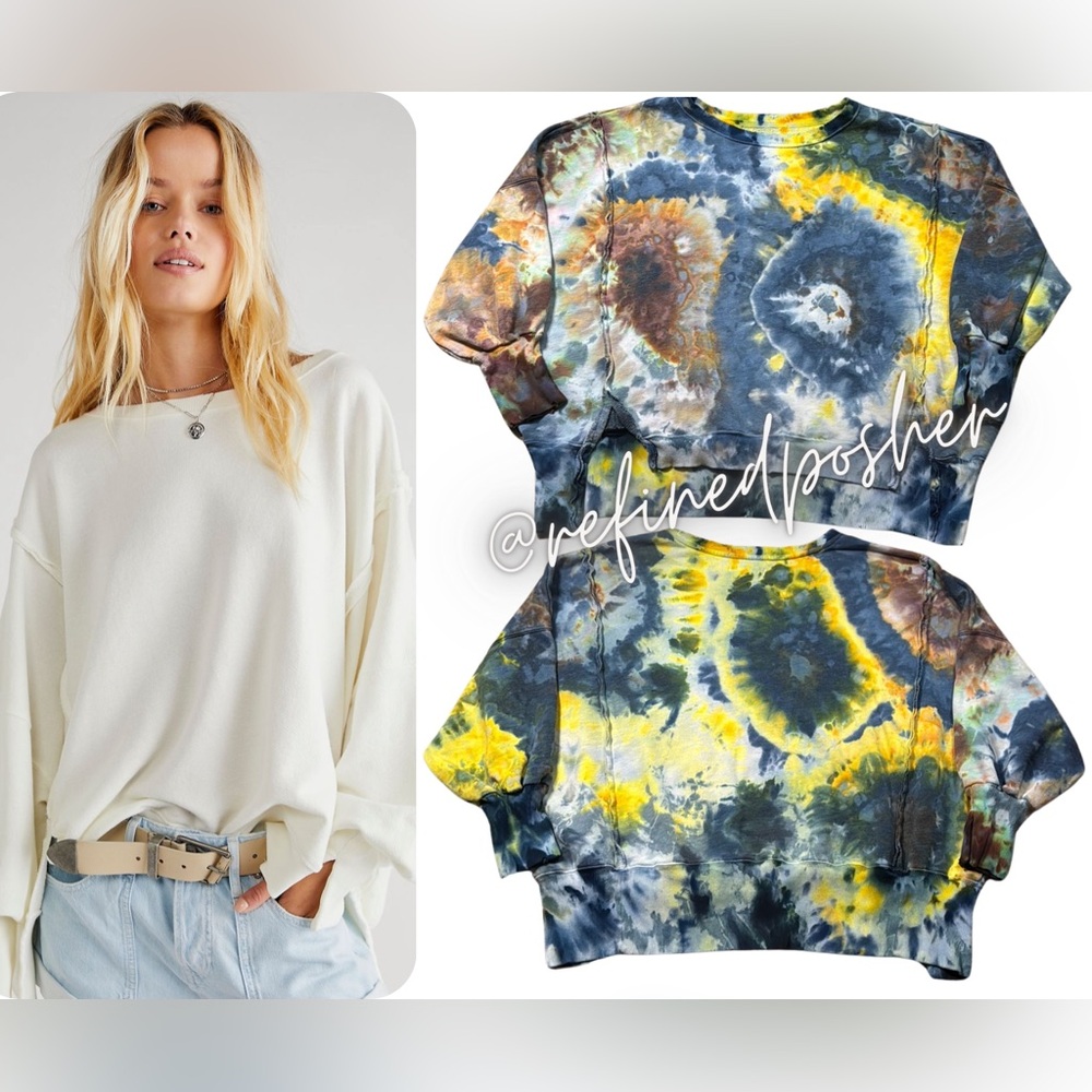 Free People We the Free Camden Sweater size Small NEW White Tie Dye